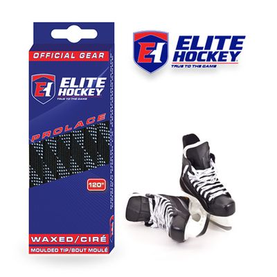 Elite Prolace Waxed Molded Tip Skating Rope Black 6pcs/box